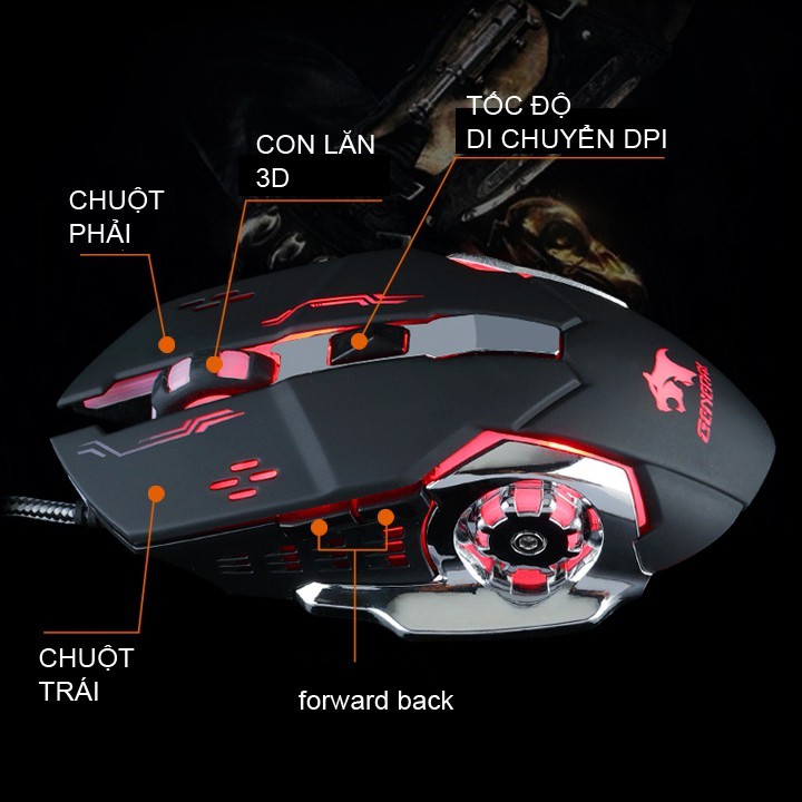 Combo Bàn Phím Giả Cơ Và Chuột Led 7 Màu R8 1822 - X9 (Đen) + Tặng Lót Chuột - NK