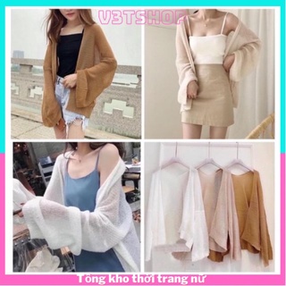 Áo khoác cardigan, áo choàng len nữ mỏng hàng len quảng châu đẹp