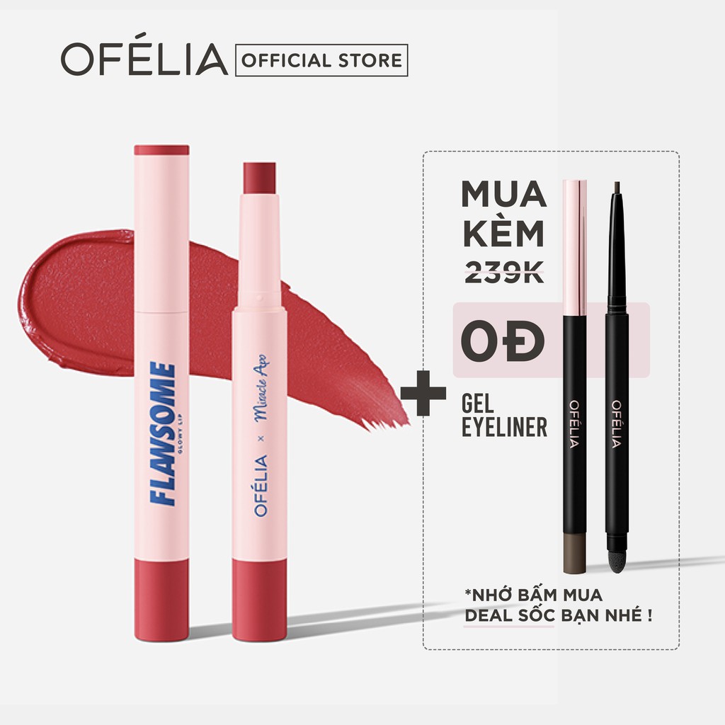 BUBBLE POP (Hồng Đỏ Trầm) - Son Sáp Tint Bóng OFÉLIA FLAWSOME Glowy Lip (2g)