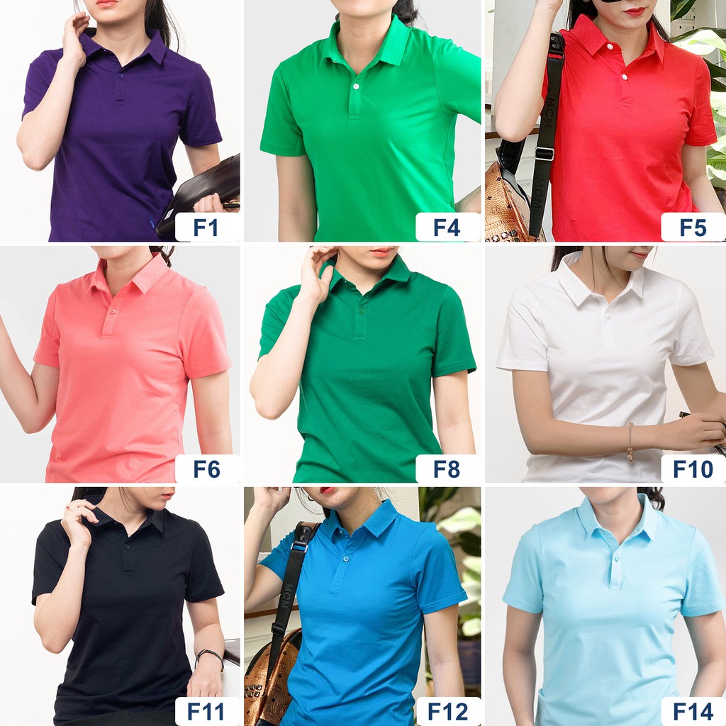 Áo thun nữ Polo cổ sơ mi TOLI, chất cotton 4 chiều mềm mịn, co dãn Sọc ngang 2cm màu ngói thời trang | BigBuy360 - bigbuy360.vn