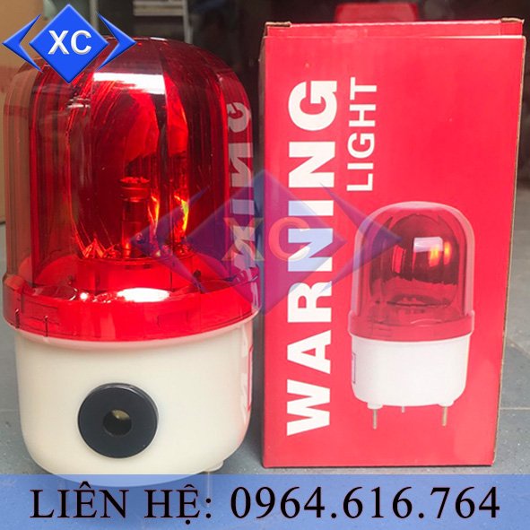 Đèn xoay cảnh báo công trường 220V có còi, Đèn LED xoay cảnh báo tín hiệu