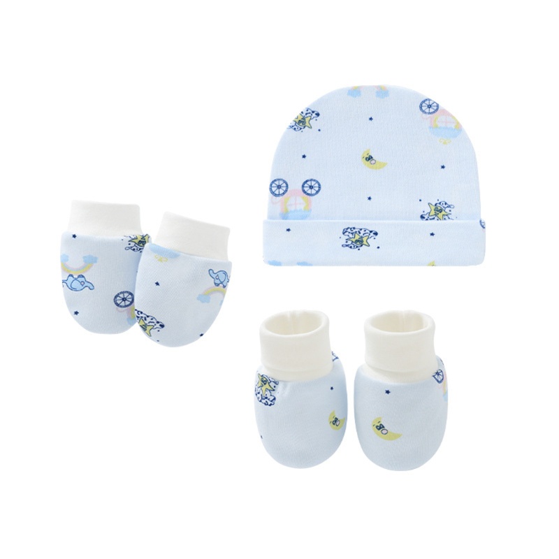 Bộ Găng Tay + Mũ + Găng Tay + Vớ Cotton Mềm Mại Chống Trầy Xước Tiện Dụng Cho Bé