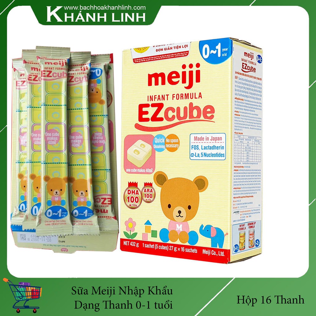 Sữa Meiji số 0-1 tuổi Nhập Khẩu dạng thanh Hộp 16 Thanh