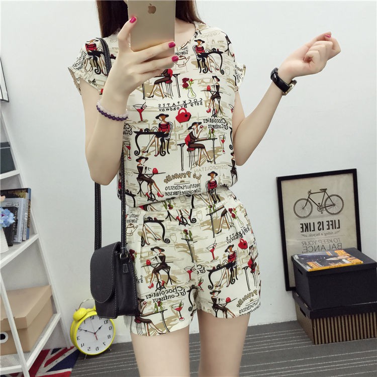 One-Piecesuit Mother's Wear Summer New Slimming Women's Wear Two-Piece Shorts Casual Fashion Loose Outfit Women's