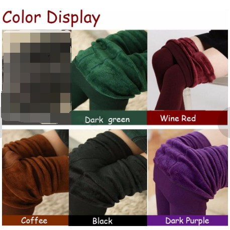 Quần legging màu trơn lót vải lông thời trang nữ