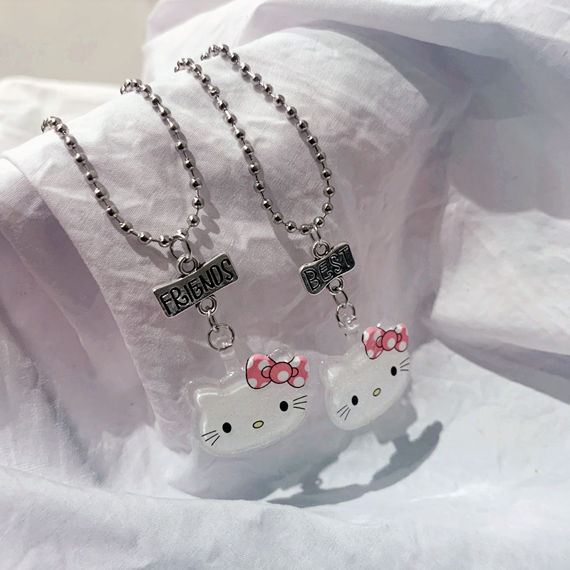【THEO DÕI cửa hàng của chúng tôi -10K trừ 5K】Phiên bản Hàn Quốc của mặt dây chuyền Holle kitty phổ biến trái tim nữ tính vòng cổ dễ thương