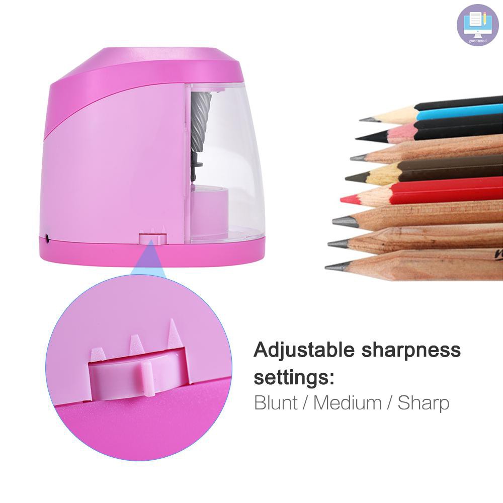 G&M Automatic Electric Pencil Sharpener Battery or USB Powered with 3 Graphite Point Tip Modes for Home School Classroom Student Artist Crafts Kids Pink