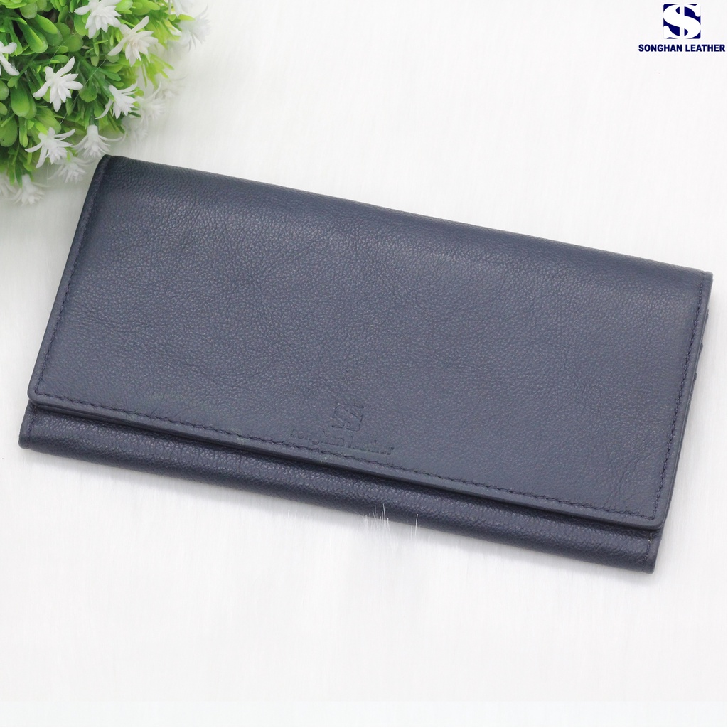 Ví Nữ Dài Cầm Tay Da Bò Songhan Leather VNO11.Bóp Nữ Gập Đôi Nhiều Ngăn Tiện Lợi.Bảo Hành 12 Tháng