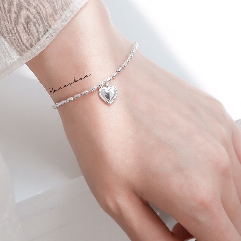 LẮC TAY BẠC 925 TIM NHỎ XINH  DÀNH CHO BẠN GÁI - TIỆM BẠC NÀNG THƠ