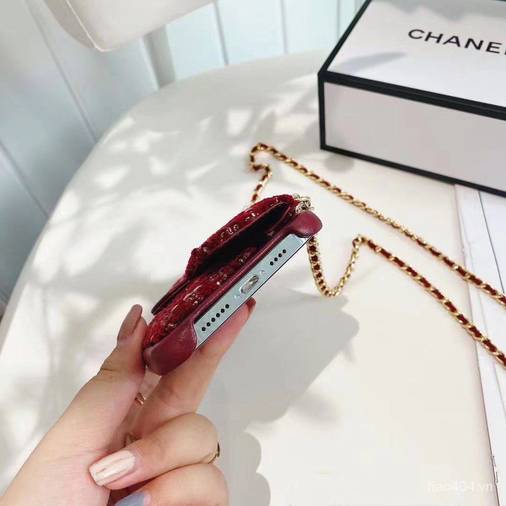 Chanel Ốp Điện Thoại Chống Rơi Có Ngăn Đựng Thẻ Và Dây Đeo Chéo Cho Iphone12 Pro Max Iphone 11 Xr Xs 7plus