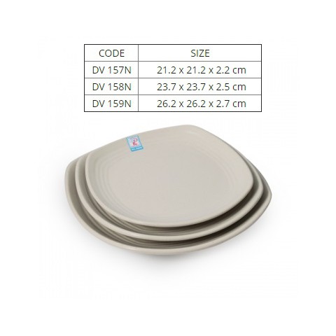 Dĩa Nhựa Vuông Gân Nhám Màu Nâu