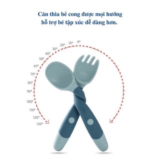 Thìa Dĩa Uốn Cong Cho Bé Tập Ăn Dặm