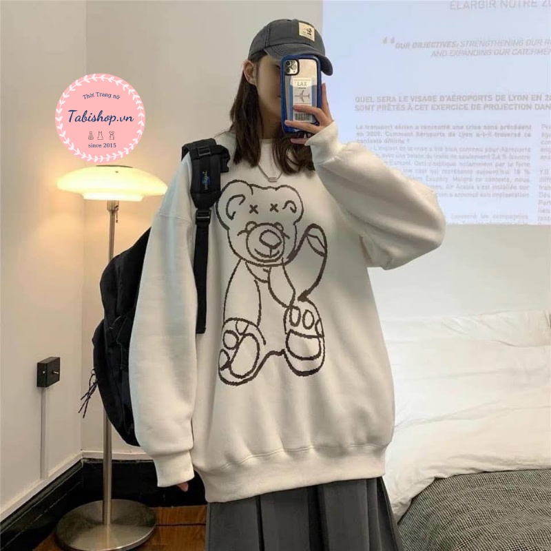 Áo sweater nam nữ in hình gấu lớn Tabishop Áo hoodie nỉ unisex form rộng hàng cao cấp siêu hotrend 2021