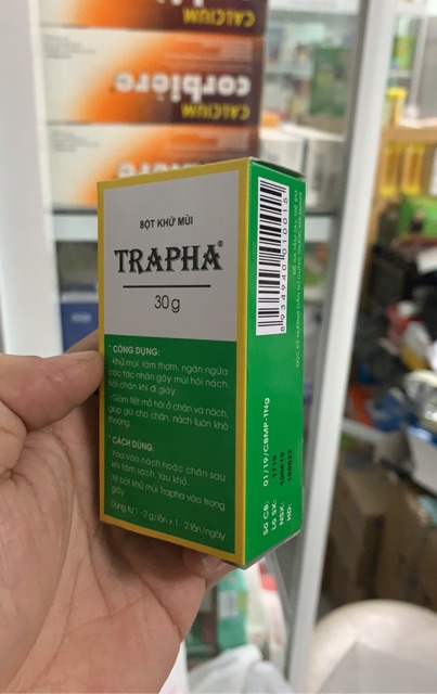 Bột khử mùi Trapha 30g (TRAPHACO) - Ngăn mùi hôi chân, giày, nách, giảm tiết mồ hôi, giúp cơ thể khô thoáng