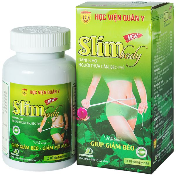 Bộ 2 hộp viên uống giảm cân Slim Body Học Viện Quân Y (100 viên x 2) dành cho người có cơ địa khó giảm