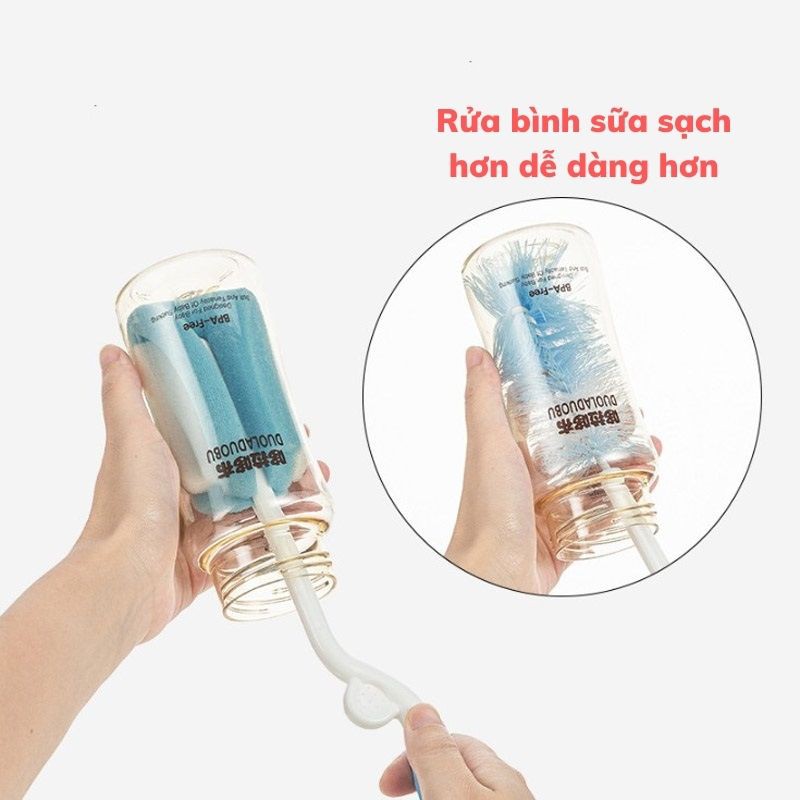 Bộ dụng cụ cọ bình sữa - Vệ sinh bình sữa , núm ty đa năng an toàn tiện lợi .