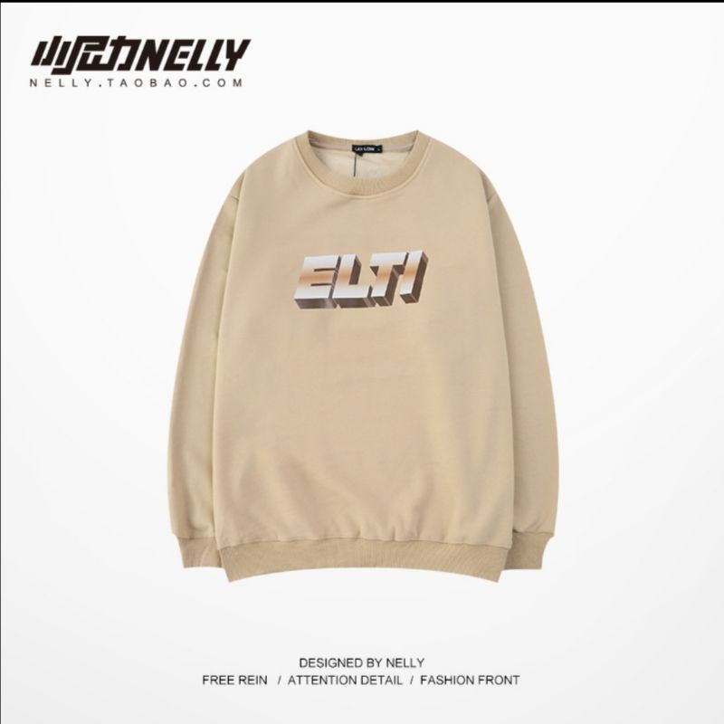 [3 màu] Áo Sweater Unisex nỉ lót lông Nelly chính hãng họa tiết chữ ELTI (order)