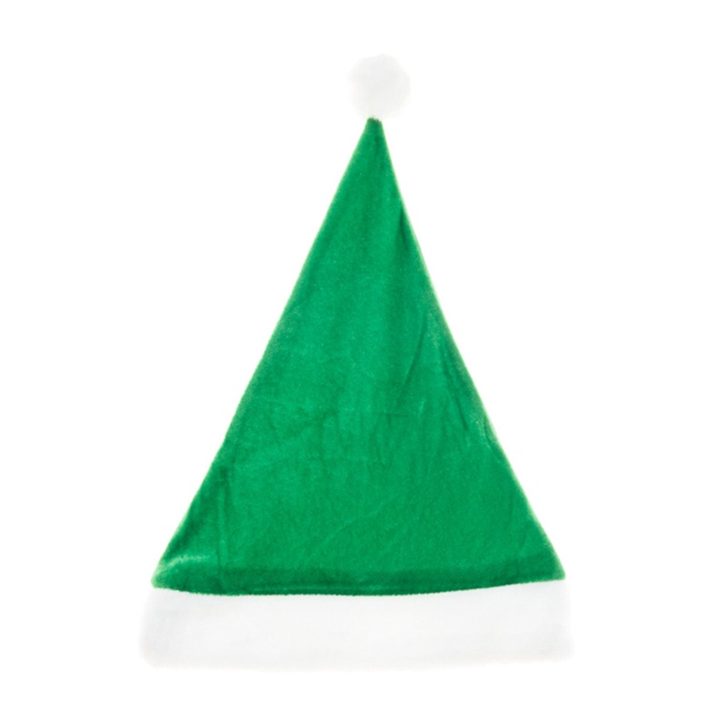 Mũ Ông Già Noel Màu Xanh Lá Cây Cổ Điển Bằng Vải Nhung Màu Trắng Cho Người Lớn Và Trẻ Em