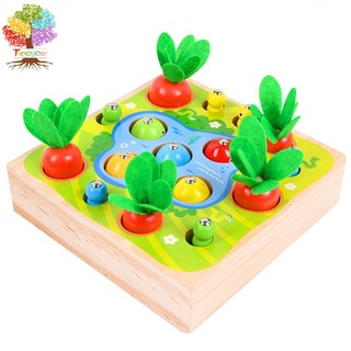 Đồ chơi cho bé trai 1 tuổi Montessori Đồ chơi cho trẻ mới biết đi Giáo dục cảm giác Đồ chơi bằng gỗ cho trẻ em 1 & 2 & 3 tuổi Quà tặng cho trẻ em & Trò chơi câu cá trẻ em & bé gái CARROT thu hoạch con sâu 3 trong 1