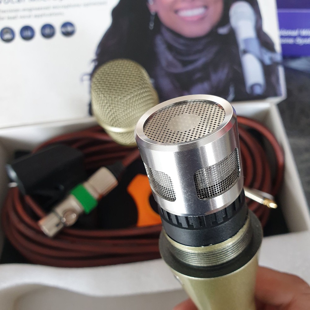 Micro Karaoke Micro Shu KSM9 có dây, cao cấp - Hát Cực Hay Kèm Chống Lăn Mic