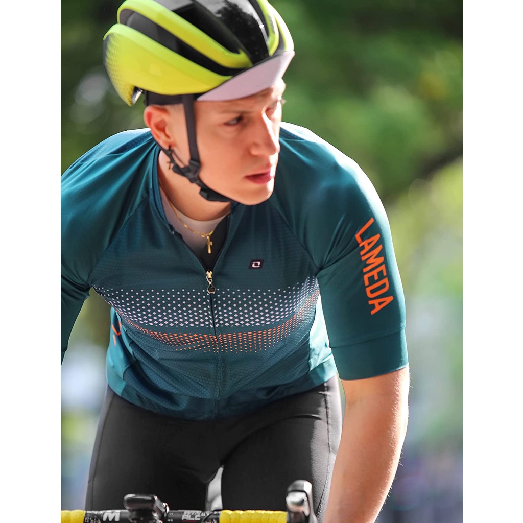 Lameda Áo Đạp Xe Ngắn Tay Nhẹ Nhàng Co Giãn Thoáng Khí Phối Khóa Kéo Cho Nam