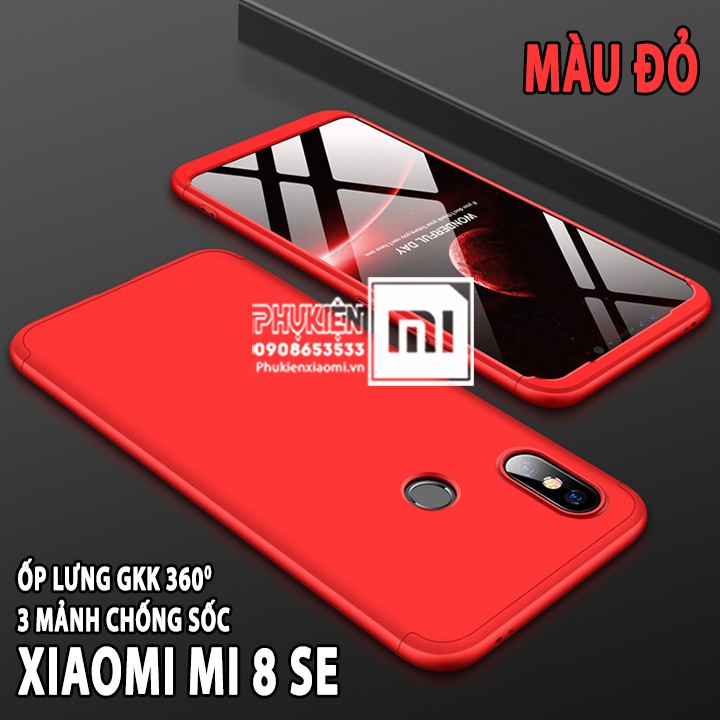 Ốp Lưng cho máy Xiaomi Mi 8 SE GKK 360 Độ  - Viền Màu, Full Màu