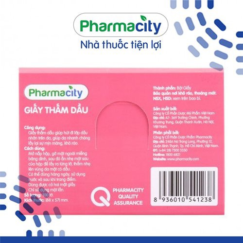 Giấy thấm dầu cơ bản / than hoạt tính Pharmacity (100 tờ/gói) | BigBuy360 - bigbuy360.vn