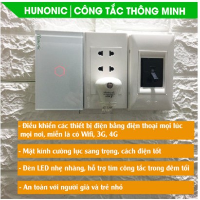 Công Tắc Thông Minh Hunonic 1 Nút Trắng Dùng Cho Điều Hòa, Bình Nóng Lạnh, Máy Bơm...│Hẹn giờ tự động, điều khiển từ xa