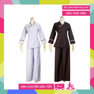 Pháp phục Phật Giáo Nữ KIÊU THÁI VIỀN đi chùa, đồ lam dành cho Phật tử đẹp - Nhiều cỡ - Có video