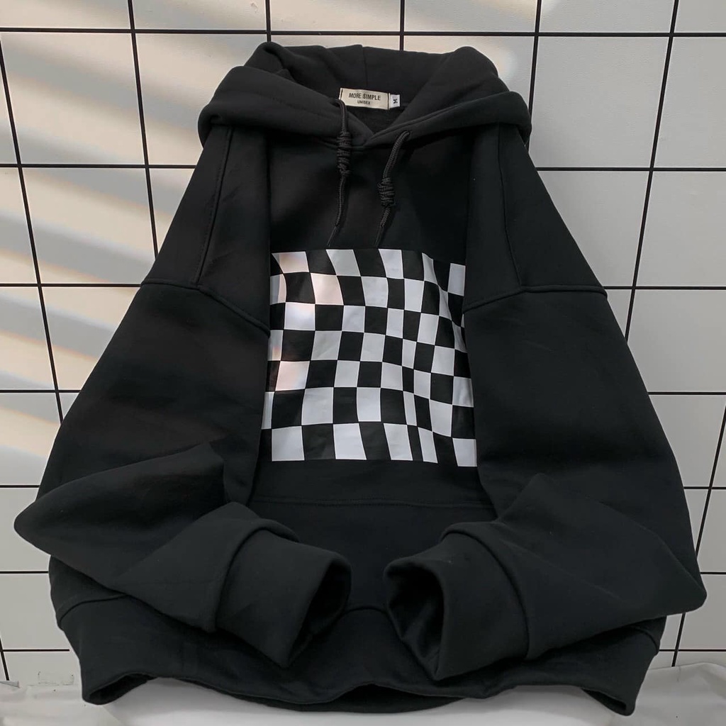 Áo hoodie caro 2 màu đen hồng form Unisex phù hợp với cả nam và nữ | BigBuy360 - bigbuy360.vn