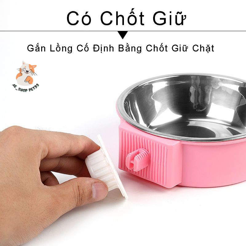 Bát lòng inox cao cấp gắn lồng chuồng cho chó mèo thú cưng - Bát ăn cho chó mèo