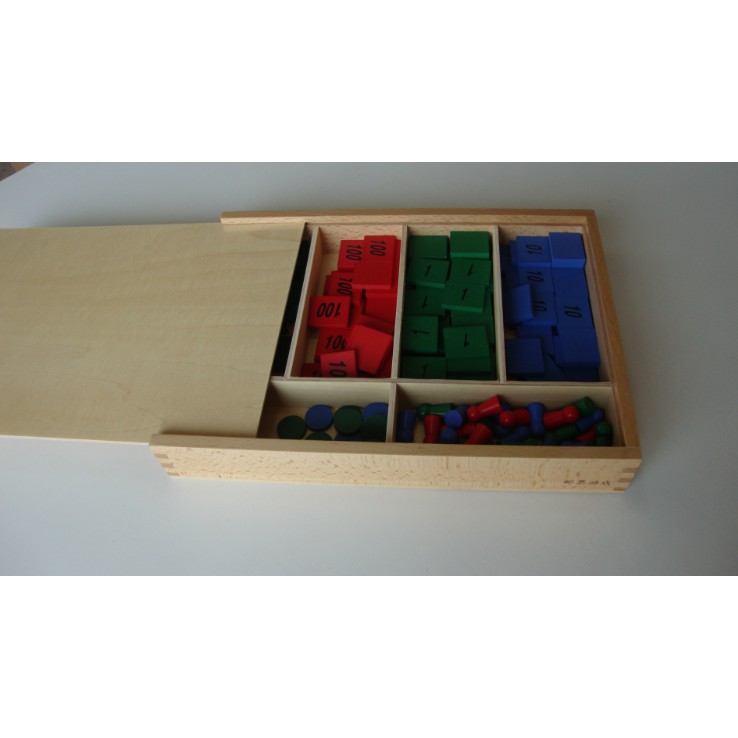 Giáo cụ Montessori - Hộp trò chơi Tem toán - giáo cụ học toán