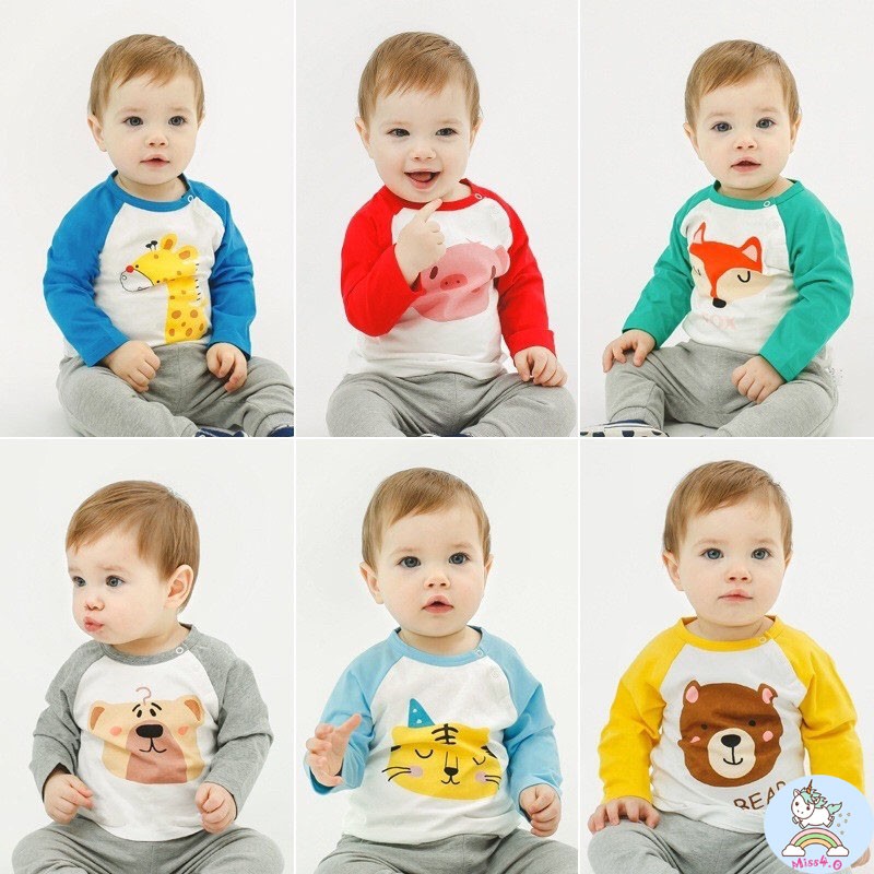 ÁO THUN DÀI TAY COTTON CHO BÉ TRAI BÉ GÁI D225  -D1900