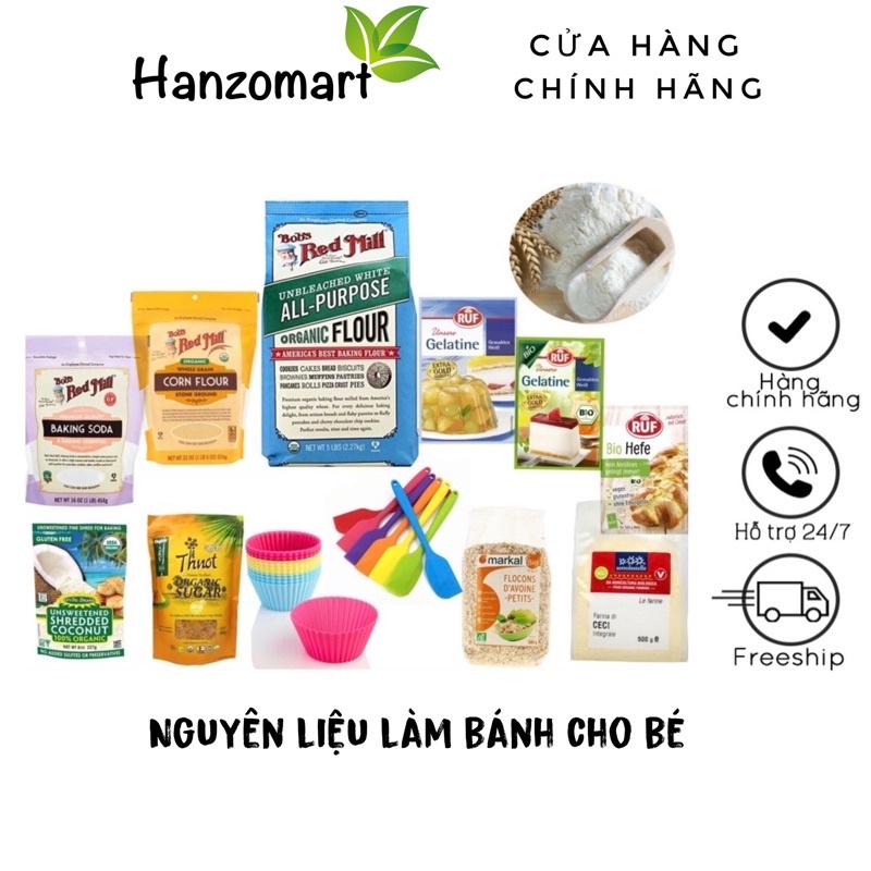 Bột hữu cơ làm bánh cho bé / Bột nở, men nở, Gelatin , bột mì , bột bắp , bột năng , bột pancake Ruf Hanzo