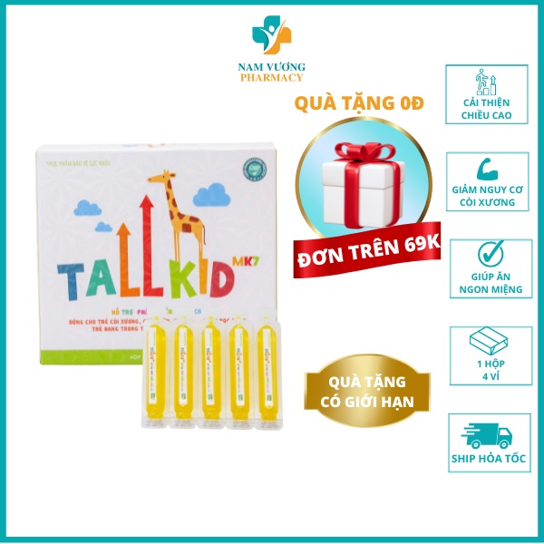Tall Kid - Hỗ Trợ phát triển Chiều Cao Cho Trẻ Em - Tăng cường hệ miễn dịch, não bộ  Hộp 4 vỉ 5 ống *10ml