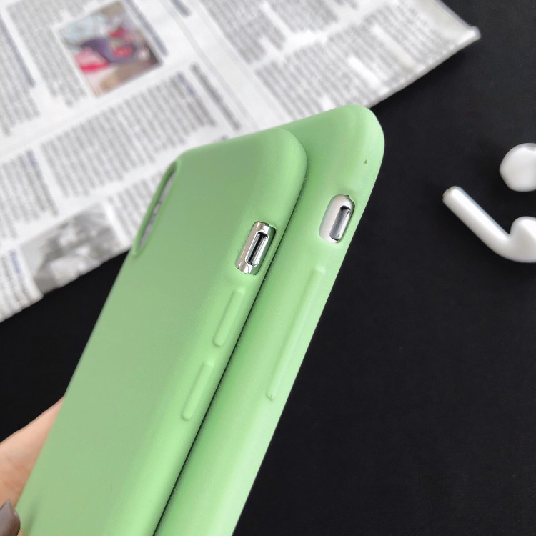 Samsung S9 S9PLUS S10 S10PLUS S7edge S21Ultra S21+ A12 A42 5G A6 A8 2018 A6Plus A6+ A8Plus A8+ Matcha green TPU silica gel solid color mobile phone case Simple plain mobile phone shell Soft shell of anti falling mobile phone protective cover