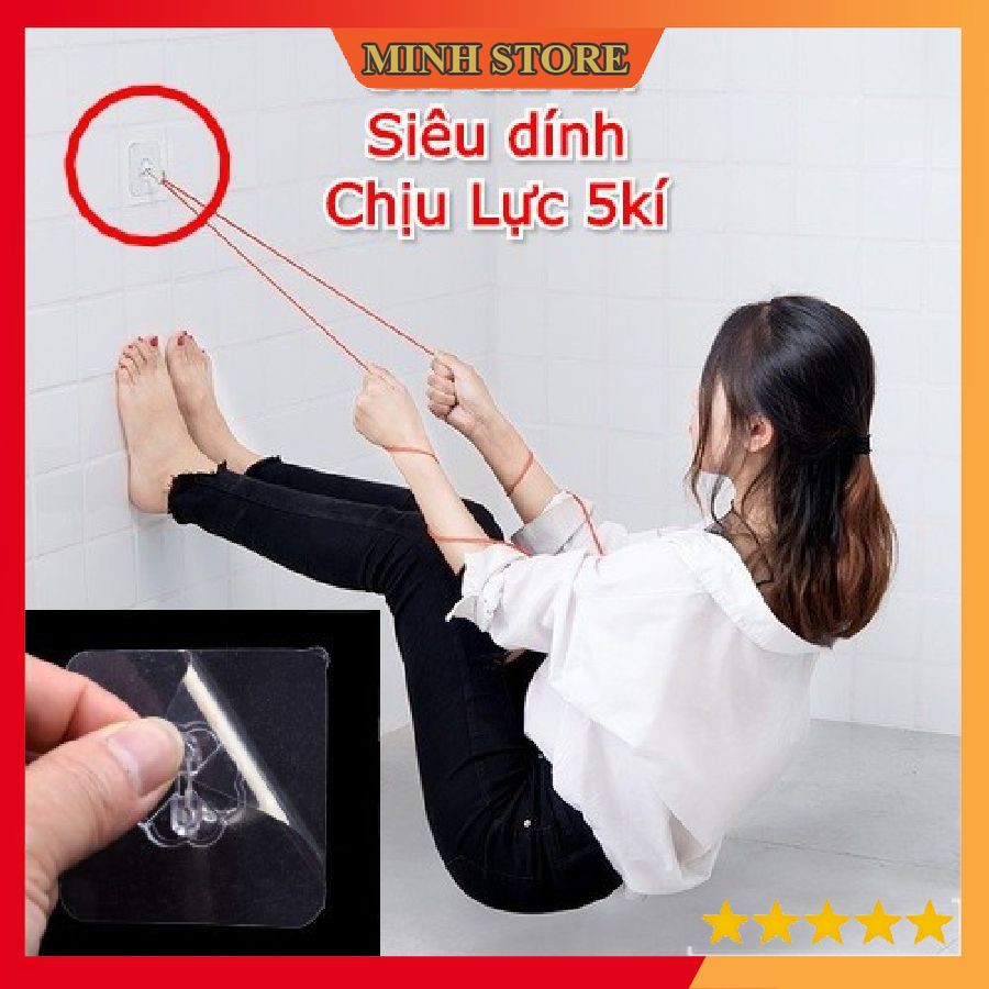 (Sỉ từ 10 chiếc) 800 đồng Móc dán tường siêu dính trong suốt chịu lực tốt, móc treo đồ tiện dụng 6x6 cm - Minhstore66