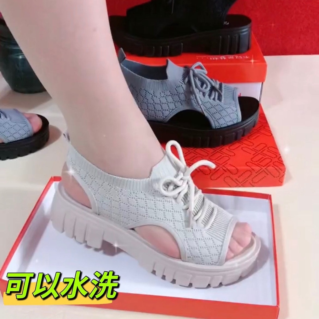 Giày Sandal Đế Mềm Siêu Nhẹ Phối Lưới Thoáng Khí Chống Trượt Thời Trang Đi Biển Mùa Hè Cho Nữ