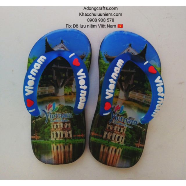 Magnet hít dính tủ lạnh cặp 2 chiếc dép lào lưu niệm hình ảnh Việt Nam Hình Ảnh Việt Nam - Quà Tặng - Quà Lưu Niệm Việt