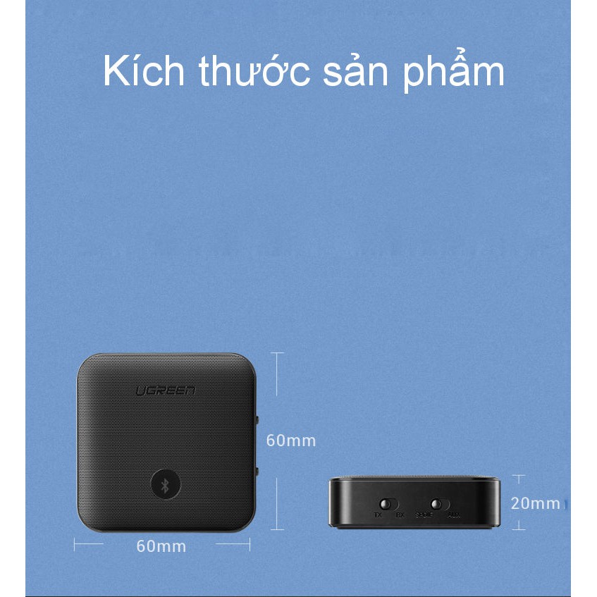 [Mã ELHACE giảm 4% đơn 300K] Bộ nhận và phát Bluetooth 5.0 hỗ trợ SPDIF Optical và atpX UGREEN CM144 70158