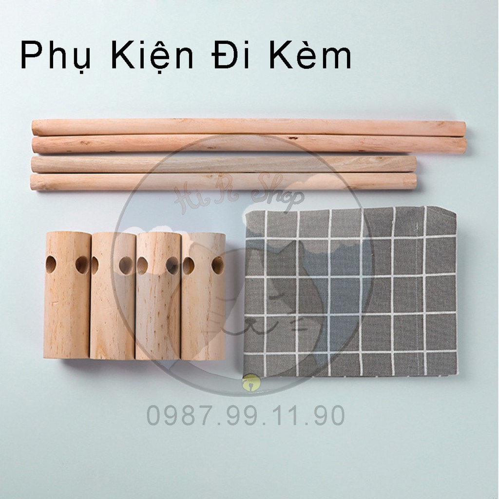[Rẻ Vô Địch] Giường Gỗ Dành Cho Chó Mèo,Giường Võng Trên Cao Với Vải Canvas Thoáng Mát Cả Đông Lẫn Hè Phong Cách Nhật