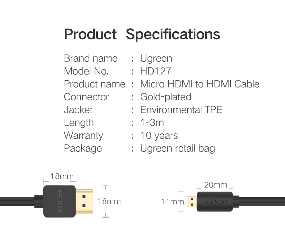 Dây Cáp Chuyển Đổi 4k 60hz Sang Hdmi Cho Gopro Hero 7 / Gopro Hero 5 Raspberry Pi 4 Lenovo 1m Hdmi Micro