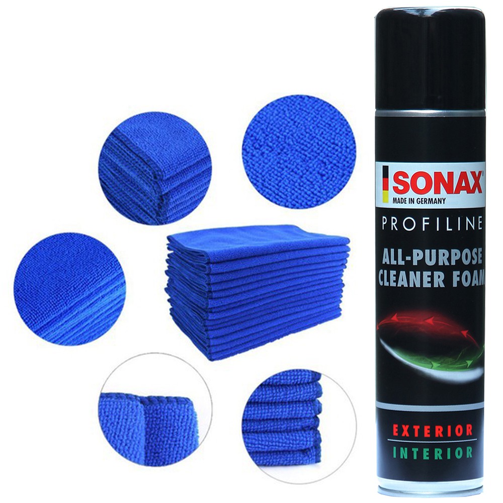 Bộ Sản Phẩm Vệ Sinh Nội Thất Xe Sonax Và Khăn Lau Xe 30*70