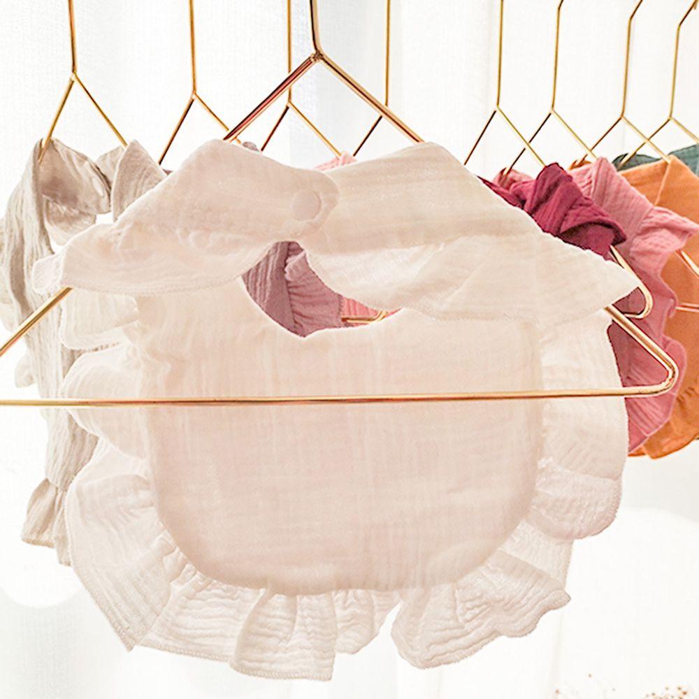 Yếm Ăn Bằng Cotton Màu Trơn Có Nút Bấm Dành Cho Bé Sơ Sinh