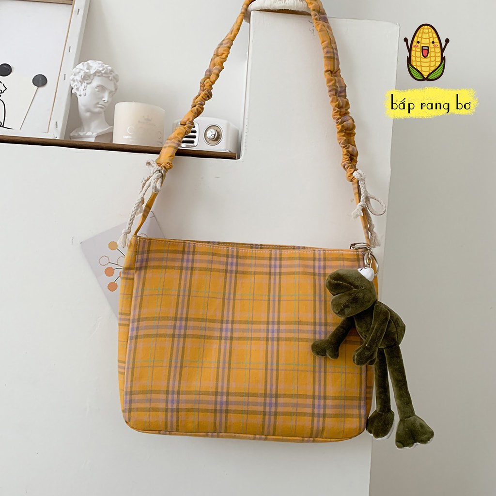 TÚI TOTE ĐEO VAI ĐEO CHÉO DÂY RÚT CARO [CÓ KHÓA &amp; TÚI CON] - VẢI CANVAS - PHONG CÁCH ULZZANG - ĐỂ ĐƯỢC SÁCH A4