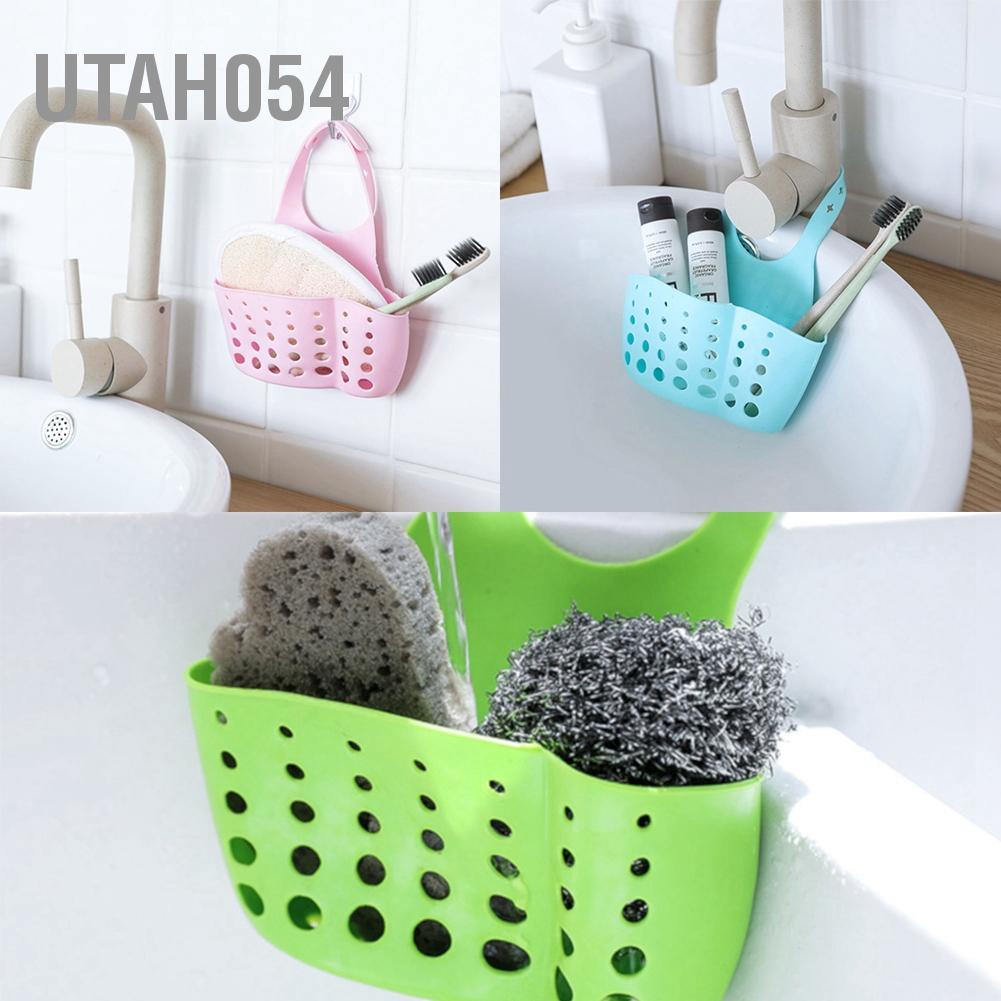 Giỏ Đựng Giẻ Lưới Rửa Bát Thoáng Mát - Giỏ Nhựa Treo Đồ Rửa Chén, Gắn Vòi Nước Bồn Rửa Có Móc Cài Quai