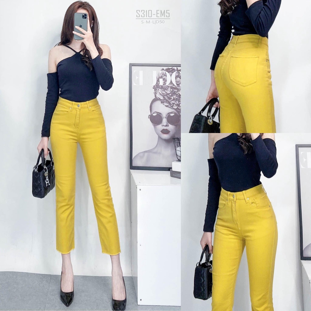 Quần suông vải giãn lai