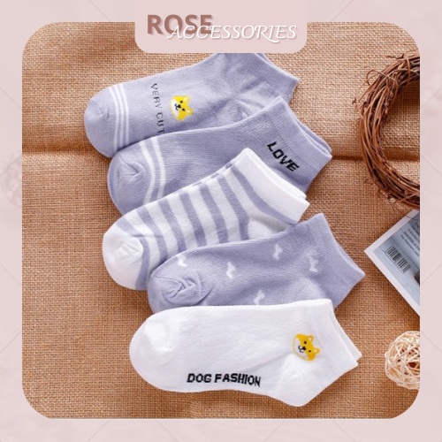 Tất nữ cổ ngắn họa tiết nhiều màu chất liệu mềm mại phong cách Ulzzang Rose.Acessories mã TN02