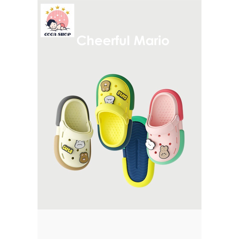 Dép Sục Cheerful Mario Cho Bé , Dép Sục Siêu Nhẹ , Chống Trơn Trượt Siêu Đáng Yêu