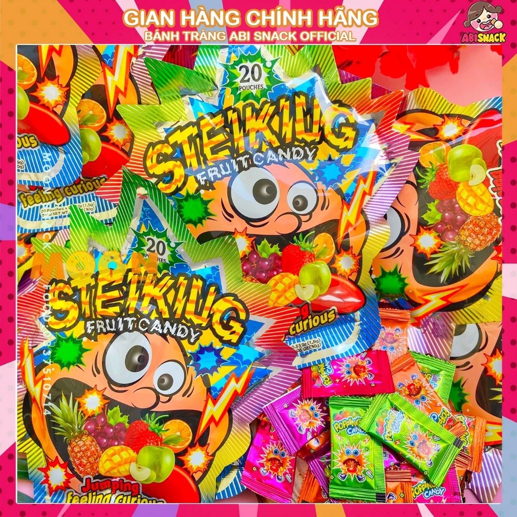 Kẹo nổ Striking Popping Candy Hong Kong Vị Trái Cây/Dâu gói 30g có 20 gói nhỏ bên trong